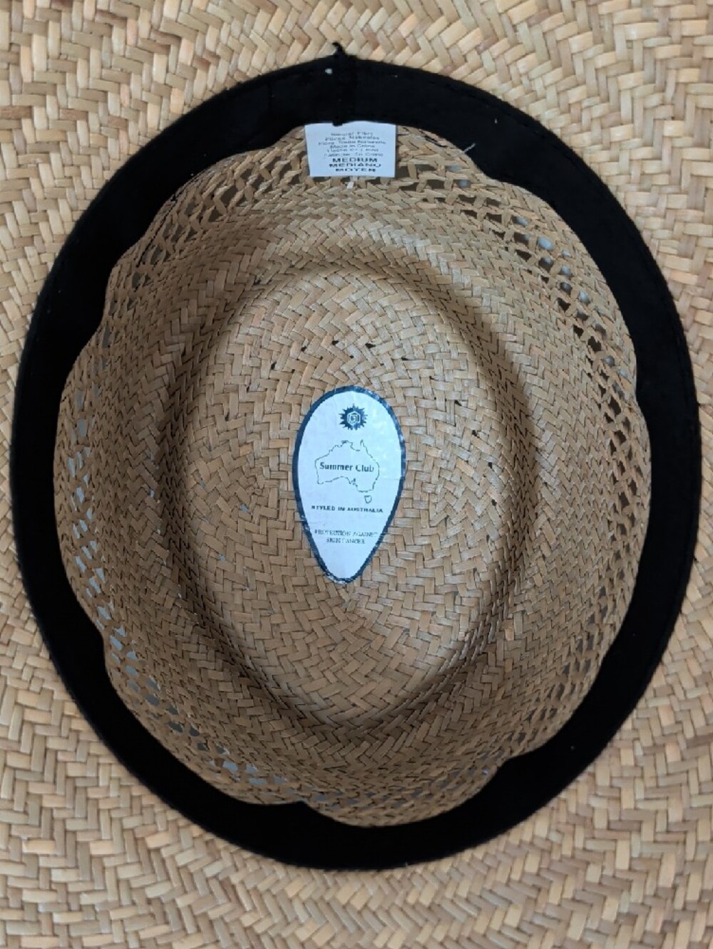 Vintage Summer Club Straw Sun Hat Wide Brim Tropical Fish Band Men’s M NWT - Picture 6 of 14